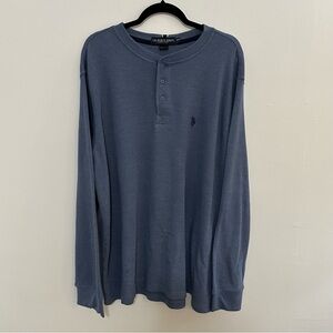 U.S. POLO ASSN Shirt Men’s Size XXL Blue Thermal Henley Long Sleeved